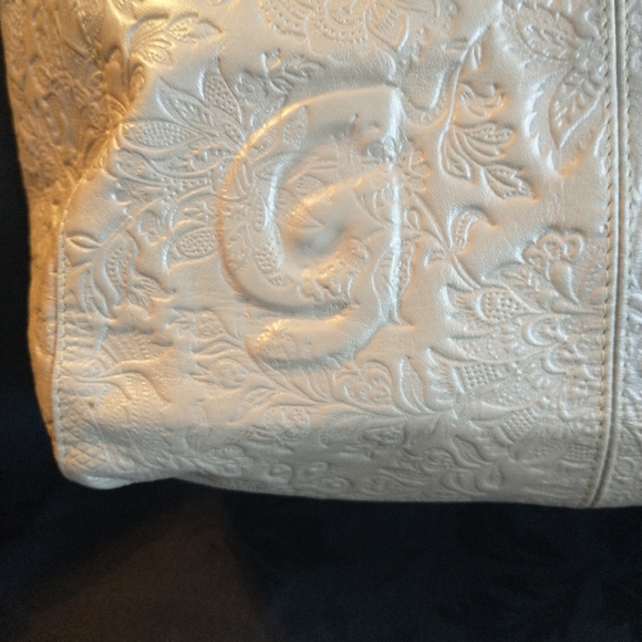 STUNNING AND UNIQUE "GASPY" LEATHER HANDBAG "MOLLY" CREAM COLOR. - Picture 6 of 16